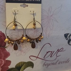 Stones wood metal erarings